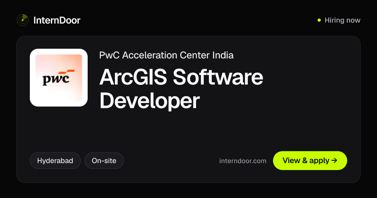 PwC Acceleration Center India ArcGIS Software Developer Job
