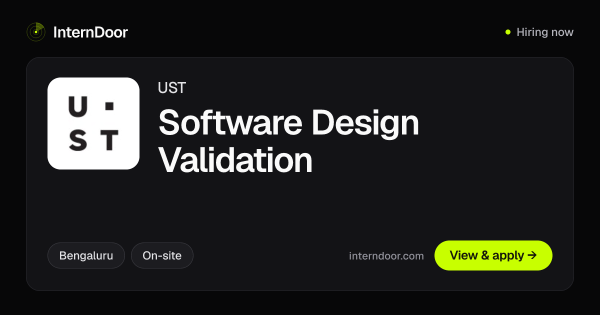 UST Software Design Validation Job 2026 | InternDoor