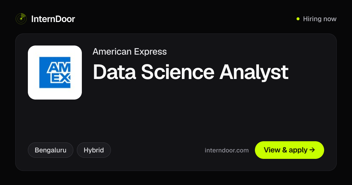 American Express Data Science Analyst Job in Bengaluru