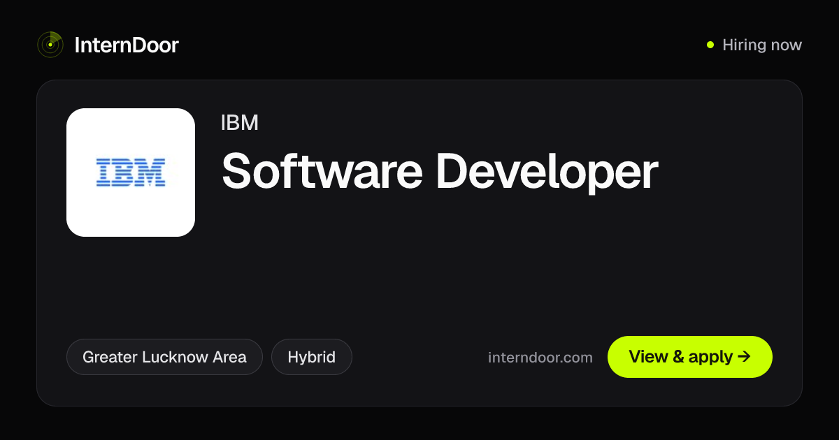 IBM Software Developer Job in Greater Lucknow Area