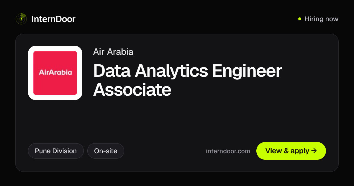 Air Arabia Data Analytics Engineer Associate Job