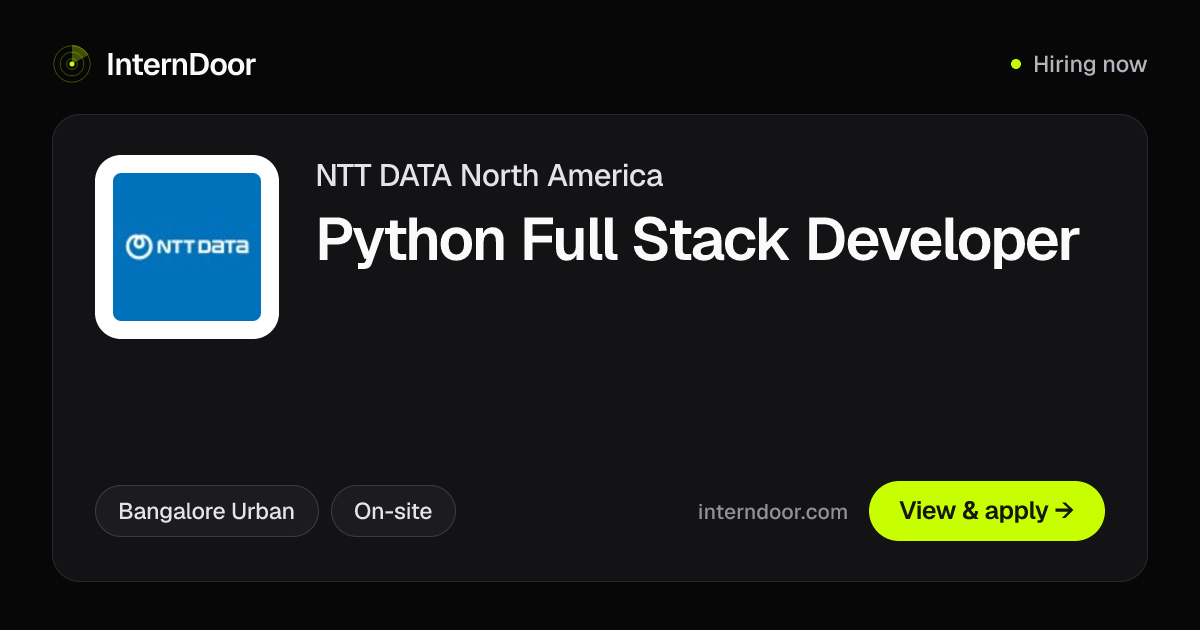 NTT DATA North America Python Full Stack Developer Job