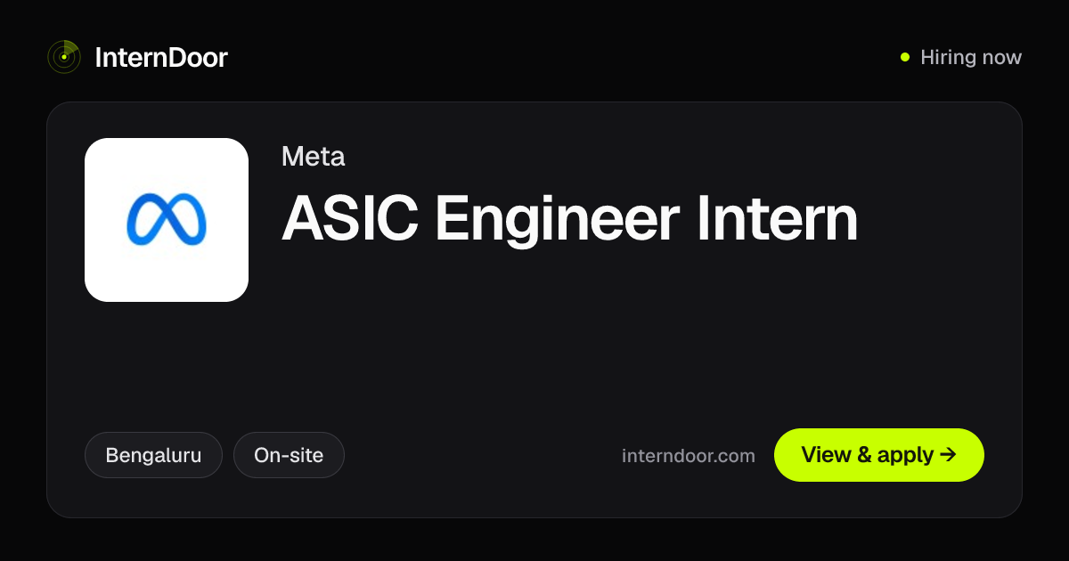 Meta ASIC Engineer Intern 2026 | InternDoor