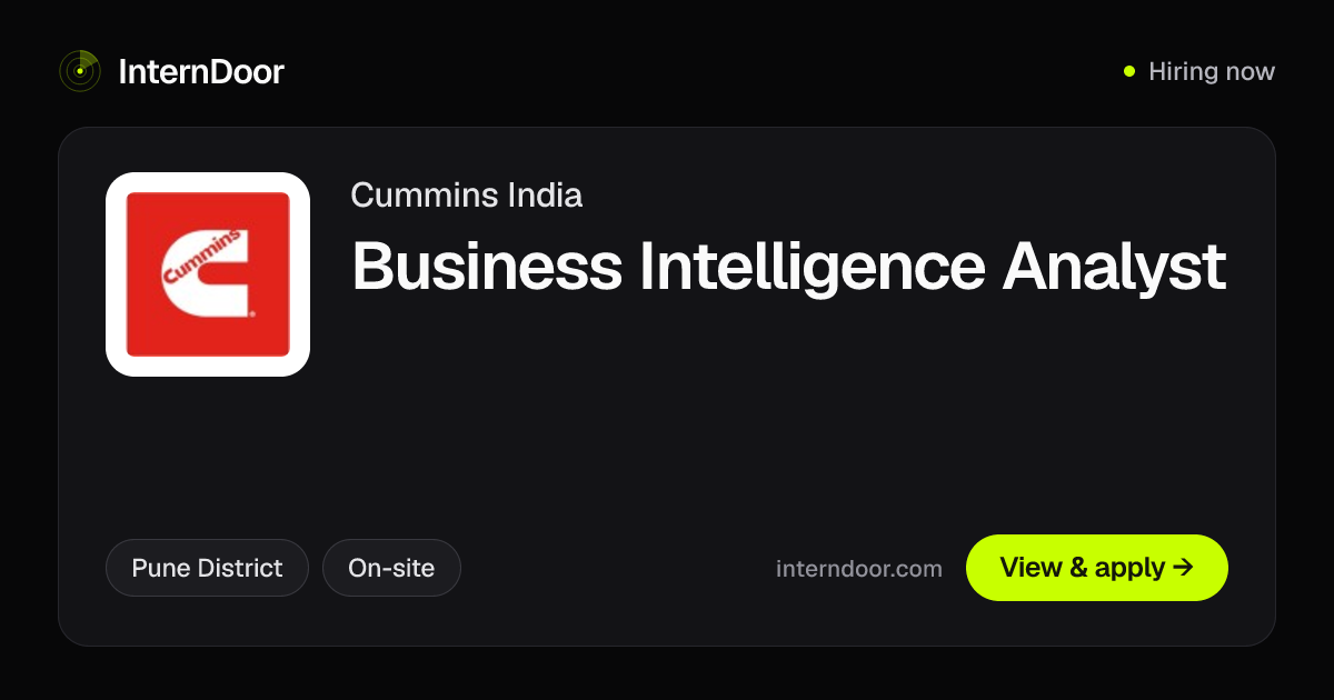 Cummins India Business Intelligence Analyst Job | InternDoor