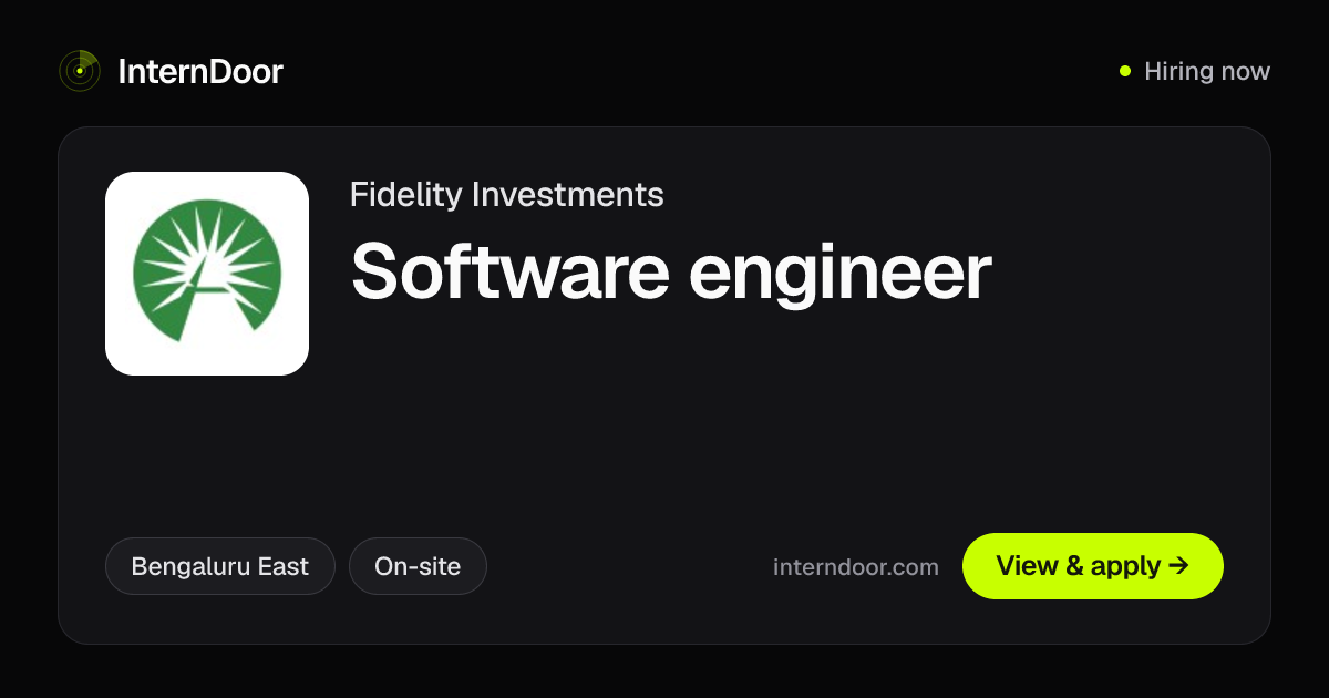 Fidelity Investments Software engineer Job 2026 | InternDoor