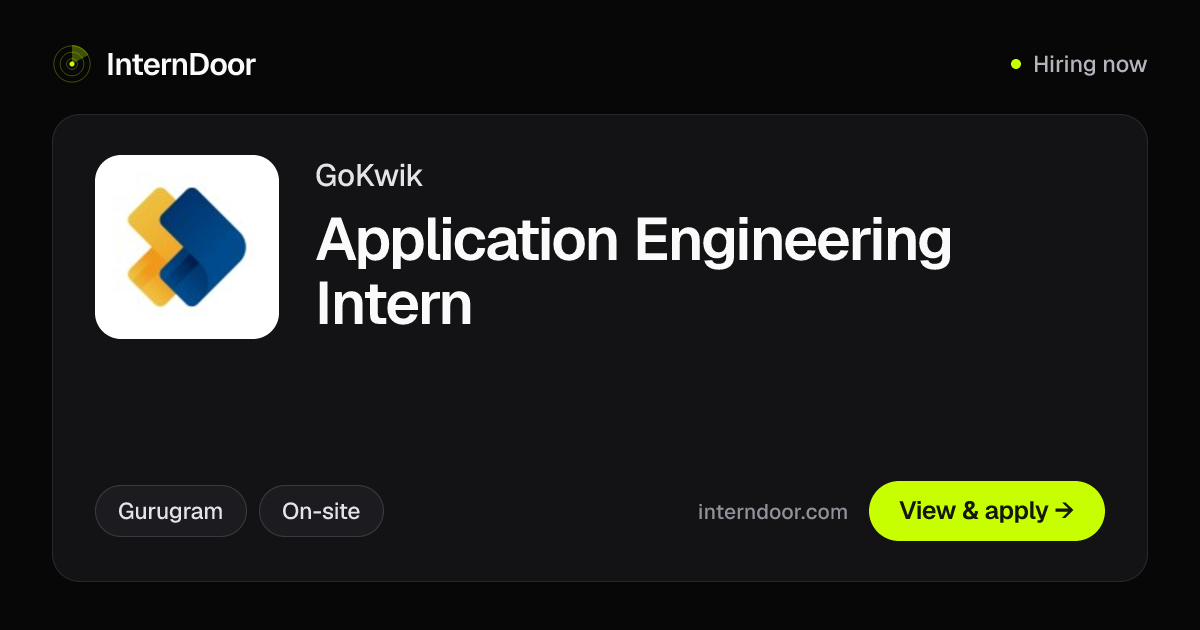 GoKwik Application Engineering Intern in Gurugram