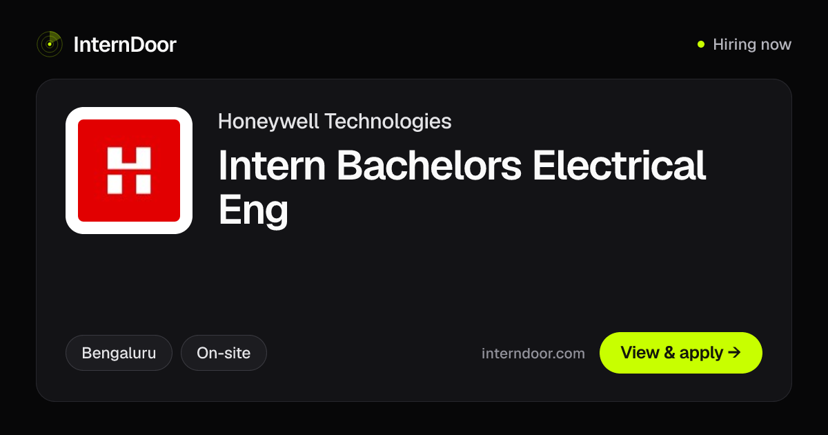 Honeywell Technologies Intern… Electrical Eng in Bengaluru