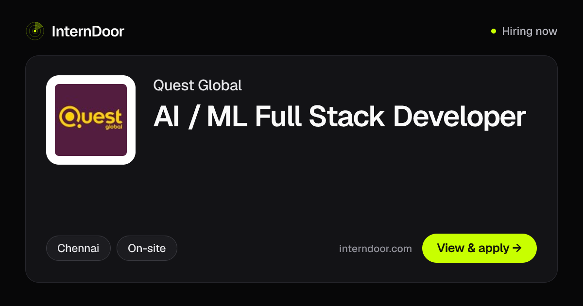 Quest Global AI / ML Full Stack Developer Job | InternDoor