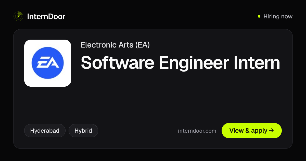 Electronic Arts (EA) Software Engineer Intern | InternDoor