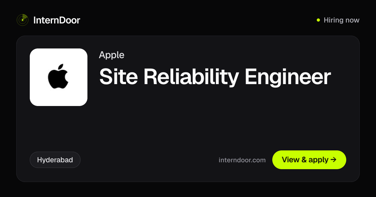 Apple Site Reliability Engineer Job 2026 | InternDoor