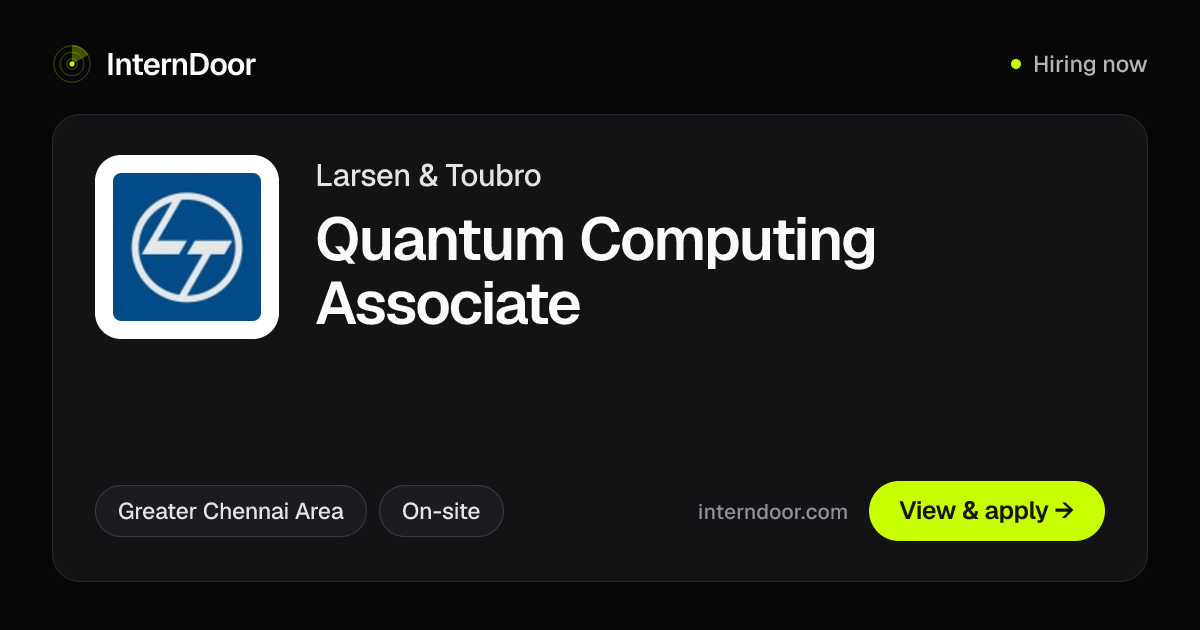 Larsen & Toubro Quantum Computing Associate Job | InternDoor