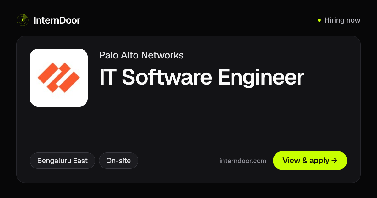 Palo Alto Networks IT Software Engineer Job | InternDoor