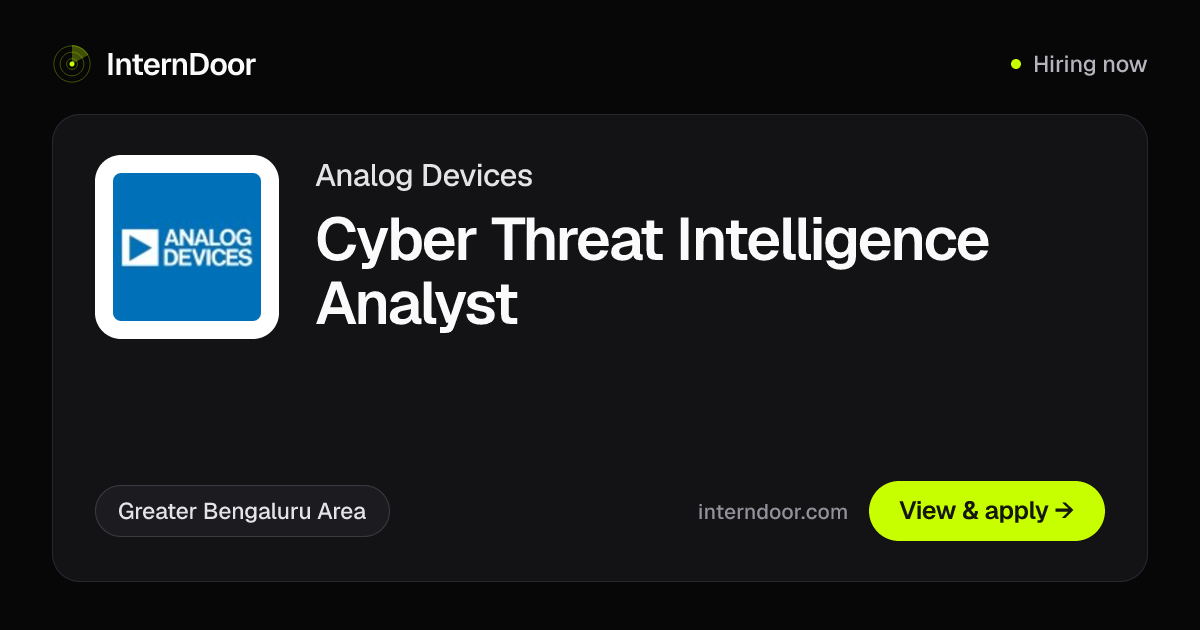 Analog Devices Cyber Threat Intelligence Analyst Job