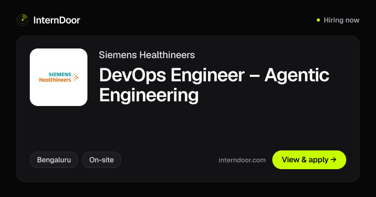 Siemens Healthineers DevOps Engineer – Agentic Engineering