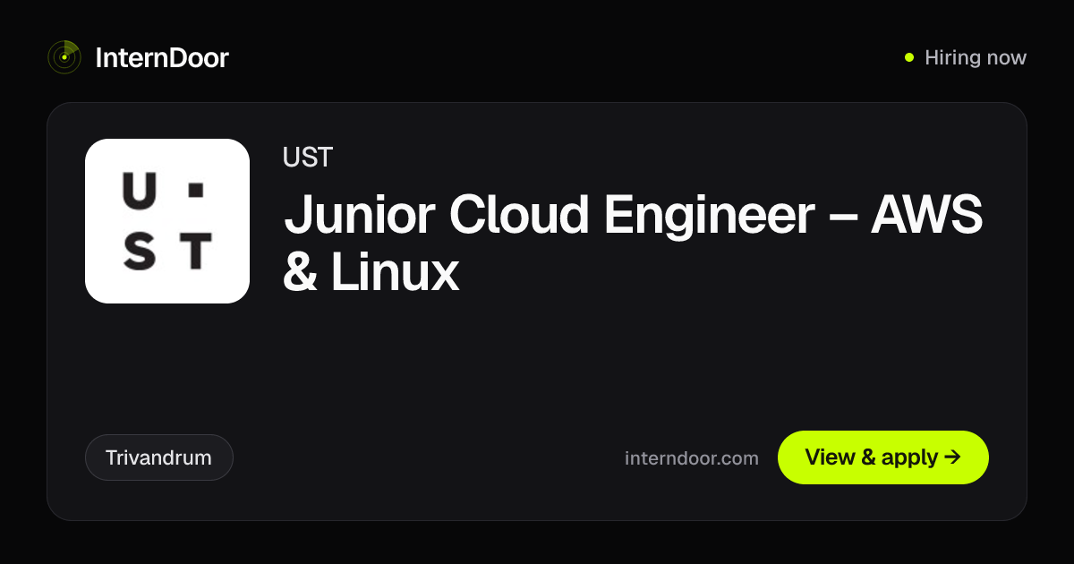 UST Junior Cloud Engineer – AWS & Linux Job | InternDoor