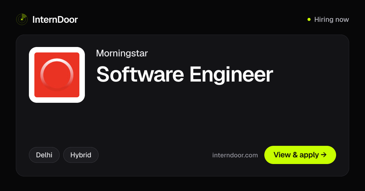 Morningstar Software Engineer Job 2026 | InternDoor