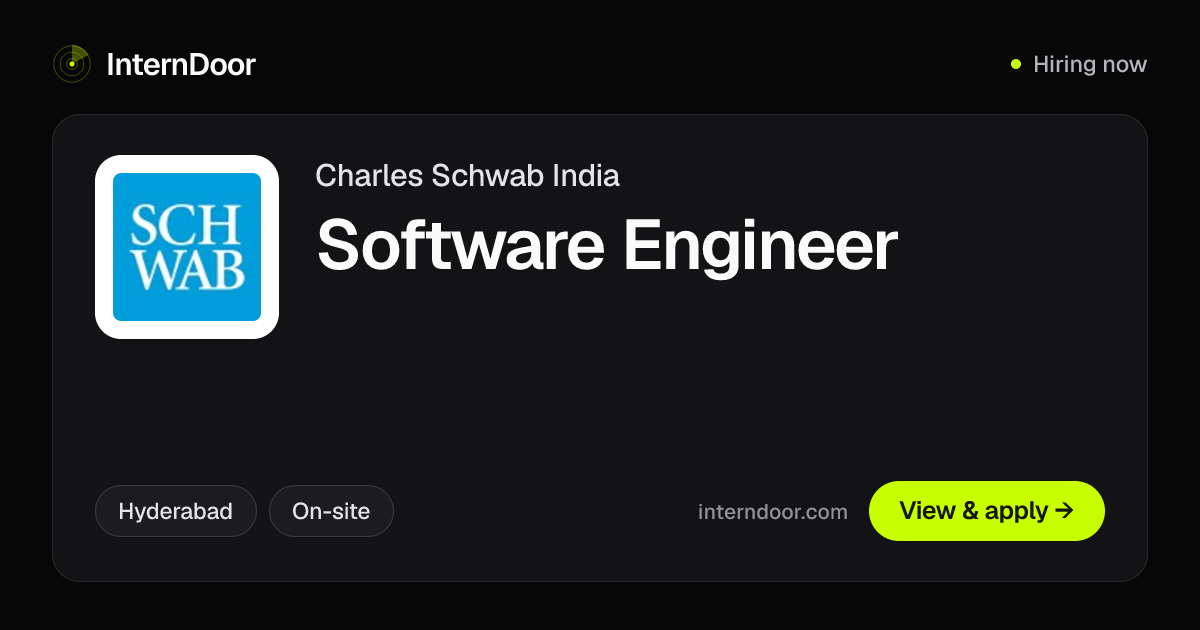 Charles Schwab India Software Engineer Job 2026 | InternDoor