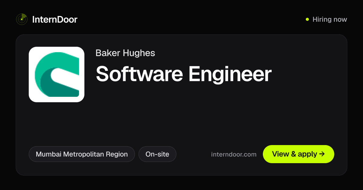 Baker Hughes Software Engineer Job 2026 | InternDoor