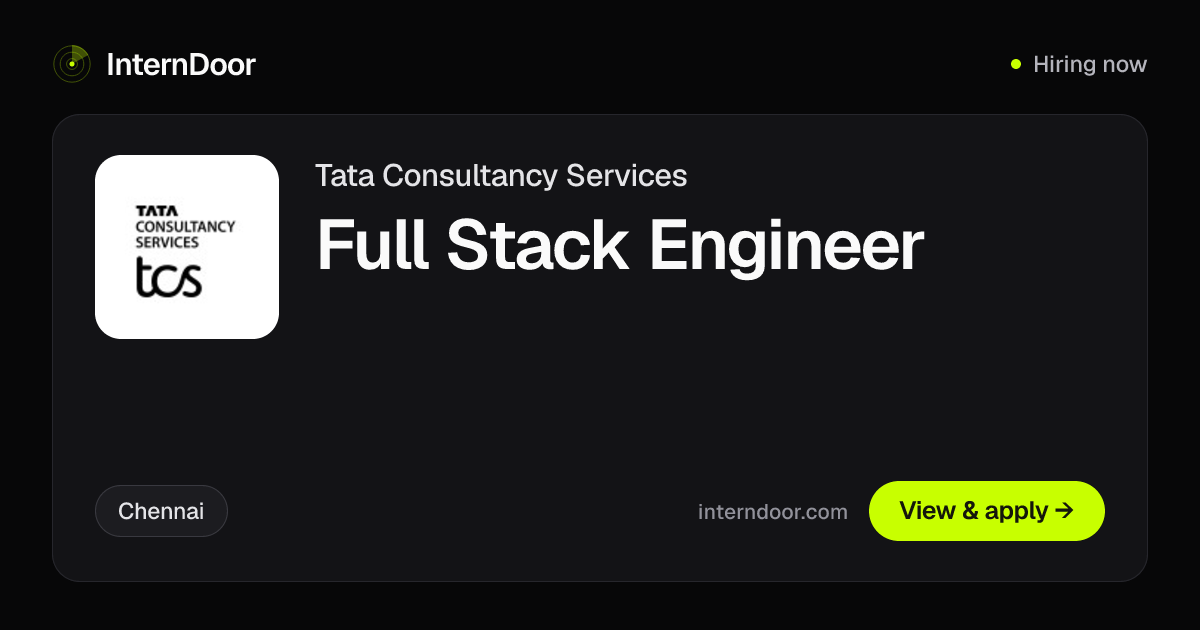 Tata Consultancy Services Full Stack Engineer Job