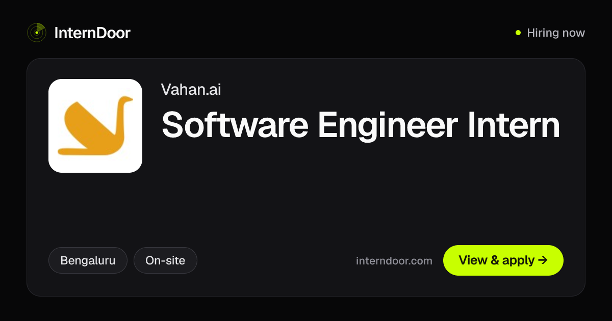 Vahan.ai Software Engineer Intern 2026 | InternDoor