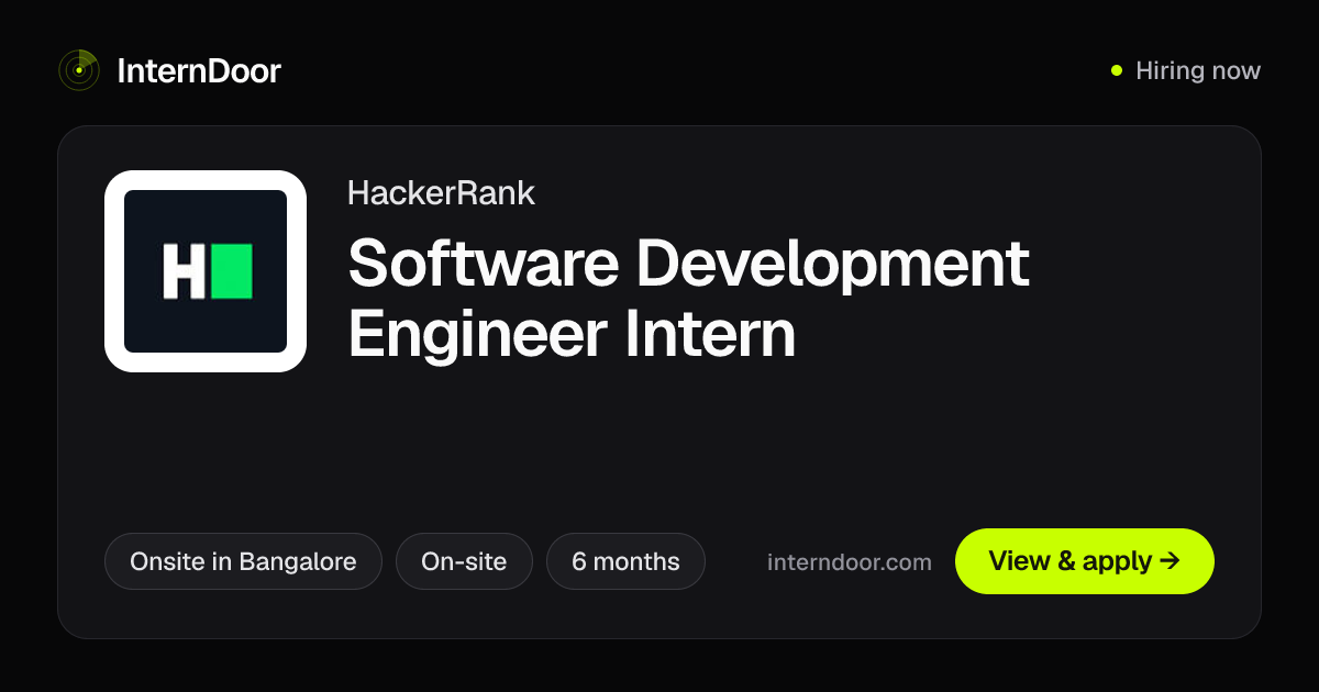 HackerRank Software Development Engineer Intern | InternDoor