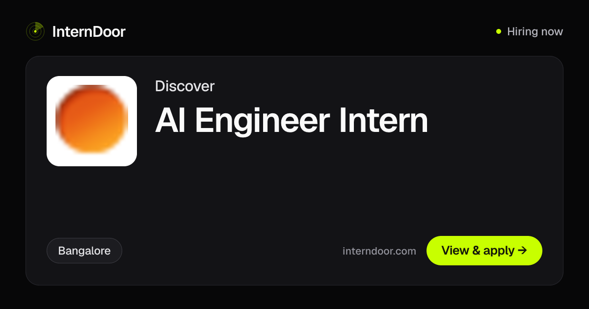 Discover AI Engineer Intern 2026 | InternDoor