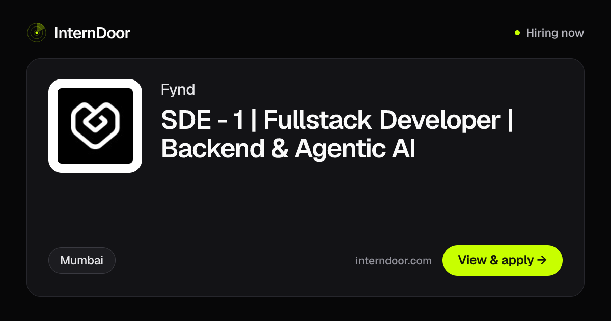 Fynd SDE - 1 | Fullstack Developer | Backend & Agentic AI