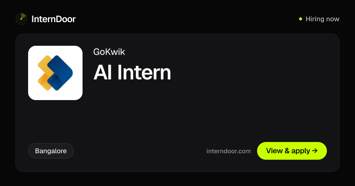 GoKwik AI Intern 2026 | InternDoor