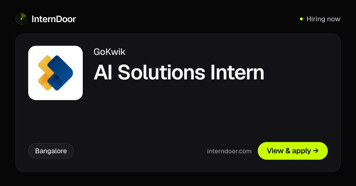 GoKwik AI Solutions Intern 2026 | InternDoor