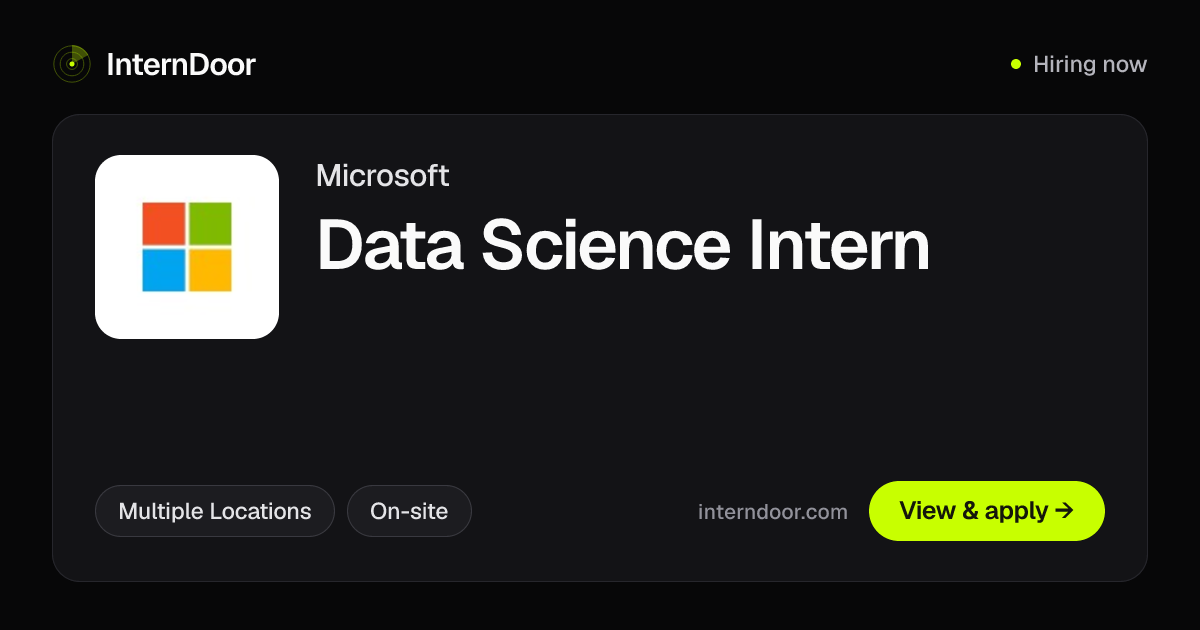 Microsoft Data Science Intern 2026 | InternDoor